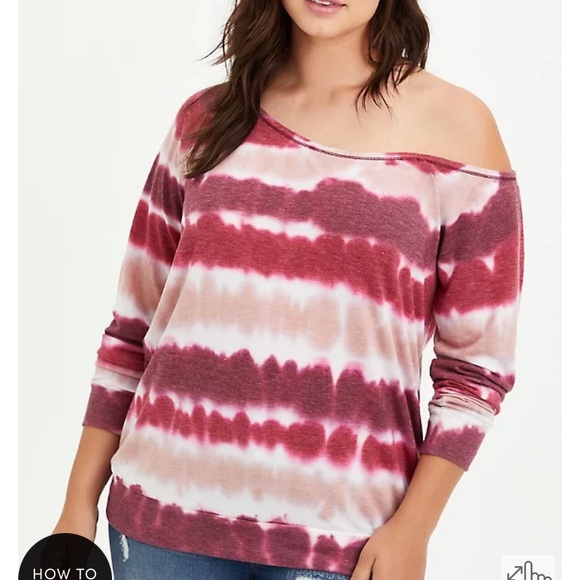 Torrid Off-Shoulder Sweatshirt Lightweight French Terry Tie Dye W-153 Plus Sz 2X - Picture 1 of 10